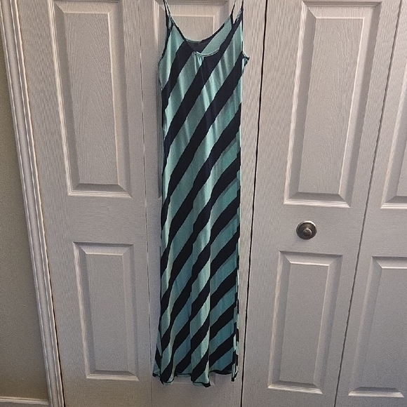 Dresses & Skirts - Striped Maxi Slip Dress in Aqua and Black